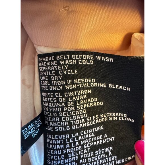 Guess Womens Double-Breasted Belted Trench Coat L/G Light Pink Cotton Polyester - Picture 5 of 13